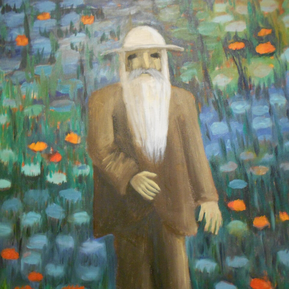 Painting of Monet Among Flowers