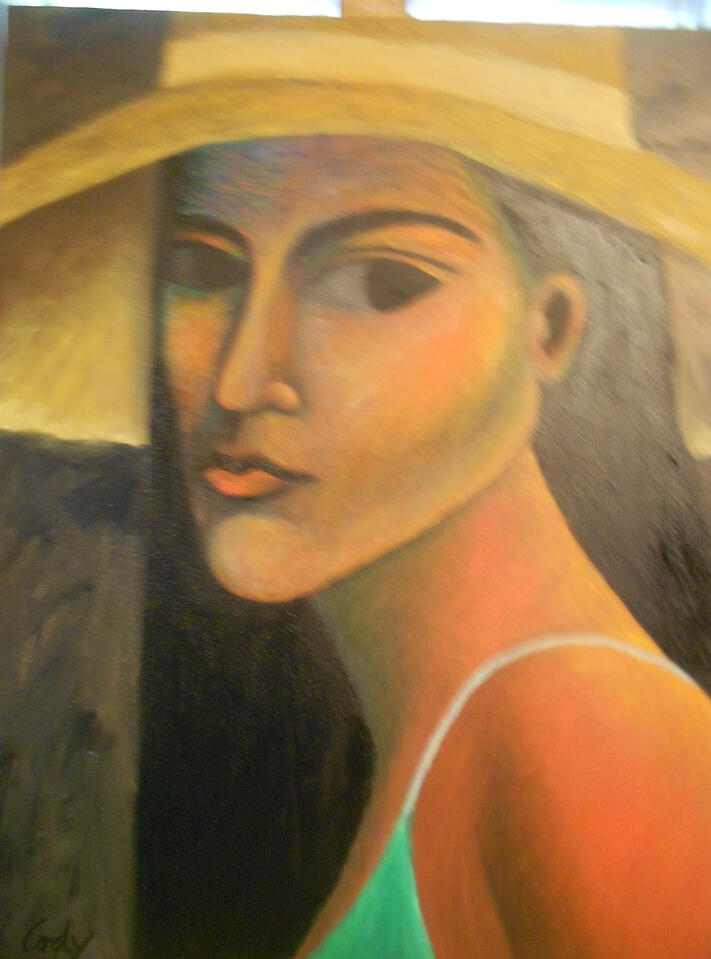 Painting of Guatemalan Woman with a Hat